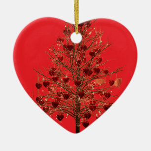 Beautiful Faded Flowers on a Valentines Day Tree C Ceramic Ornament