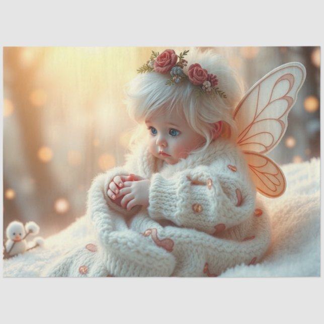 Beautiful Fairy and Baby Fantasy Art Tissue Paper (Front)