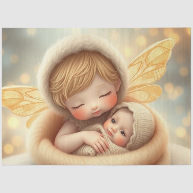 Beautiful Fairy and Baby Fantasy Art Tissue Paper (Front)