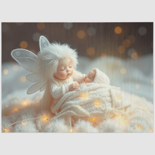 Beautiful Fairy and Baby Fantasy Art Tissue Paper (Front)