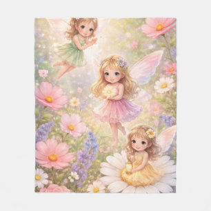 Beautiful Fairy and Flowers  Fleece Blanket