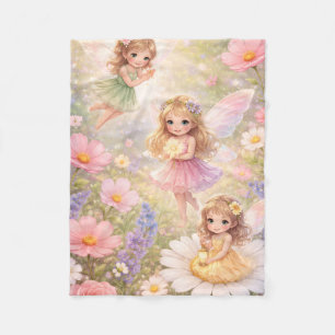Beautiful fairy and flowers  fleece blanket