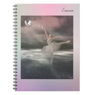 Beautiful Fairy Ballet Dancer with Stardust Stars Notebook