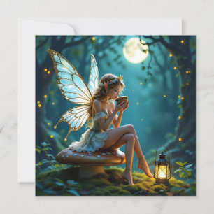 Beautiful Fairy Drinking Coffee Enchanted Forest
