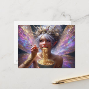 Beautiful Fairy eating some noodles Postcard