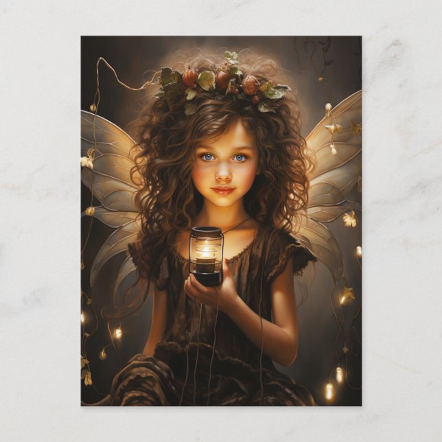 Beautiful Fairy Gossamer Wings Holding A Candle  Postcard (Front)