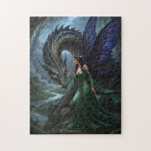 Beautiful Fairy Meeting a Dragon Jigsaw Puzzle
