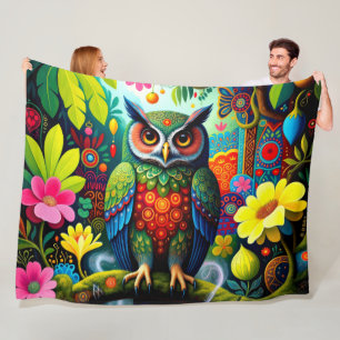 Beautiful Fairy Owl Bird Fleece Blanket