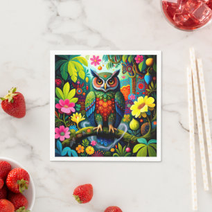 Beautiful Fairy Owl Bird Napkin