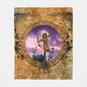 Beautiful fairy with arrow and bow fleece blanket