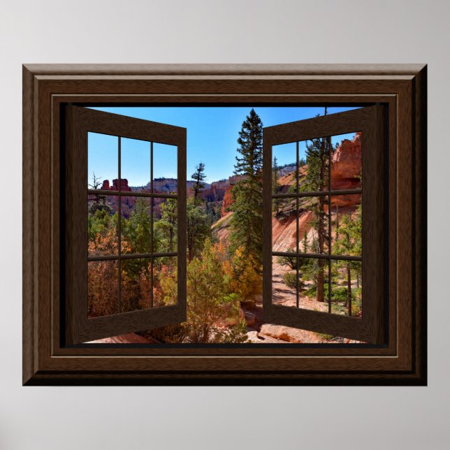 Beautiful Fake Window View Autumn Bryce Canyon Poster (Front)