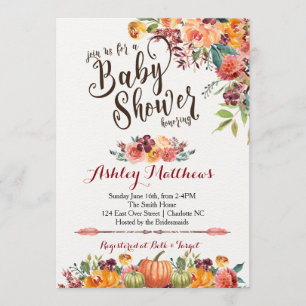 Beautiful Fall Baby Shower Invitation, Invitation