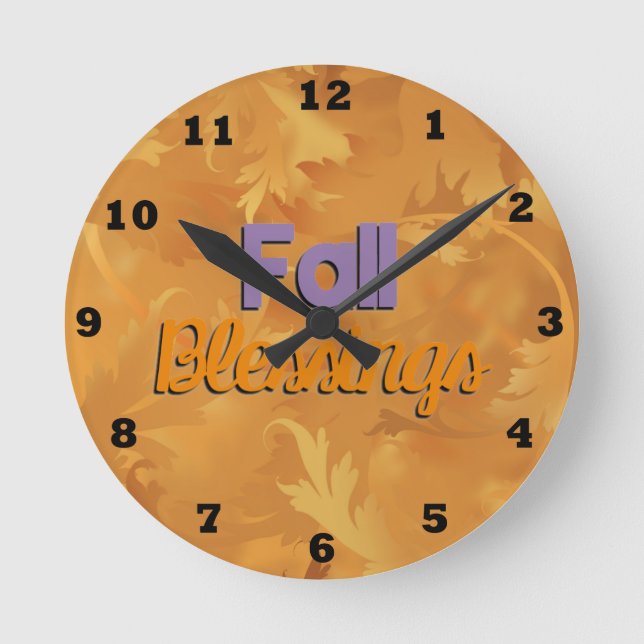 Beautiful Fall Blessings Wall Clock (Front)