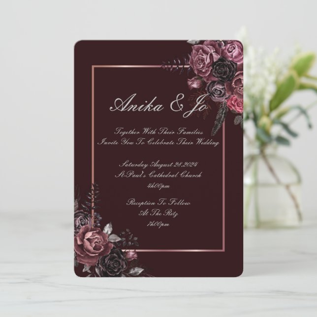 BEAUTIFUL FALL COLORS FLORAL WEDDING INVITATION (Standing Front)