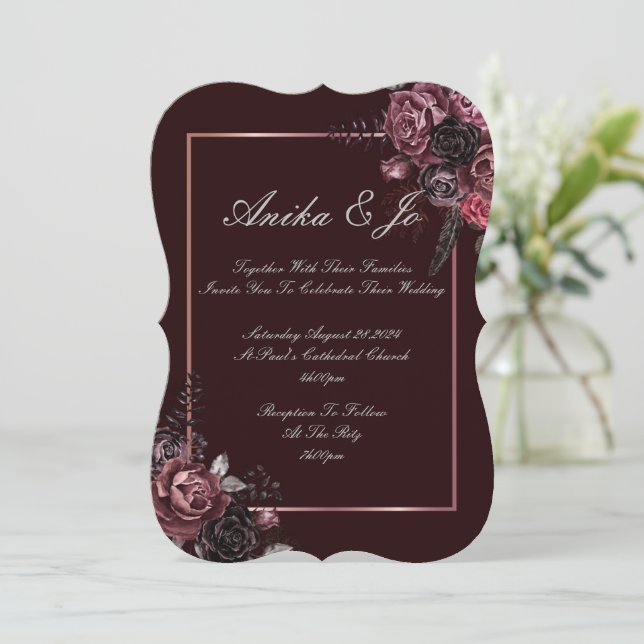 BEAUTIFUL FALL COLORS FLORAL WEDDING INVITATION (Standing Front)