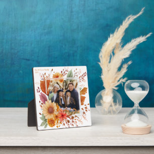 Beautiful Fall Floral Family Thanksgiving Photo Plaque