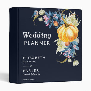 Beautiful Fall Floral Pumpkin Wedding Planner Binder