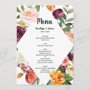Beautiful Fall Flowers Wedding Menu