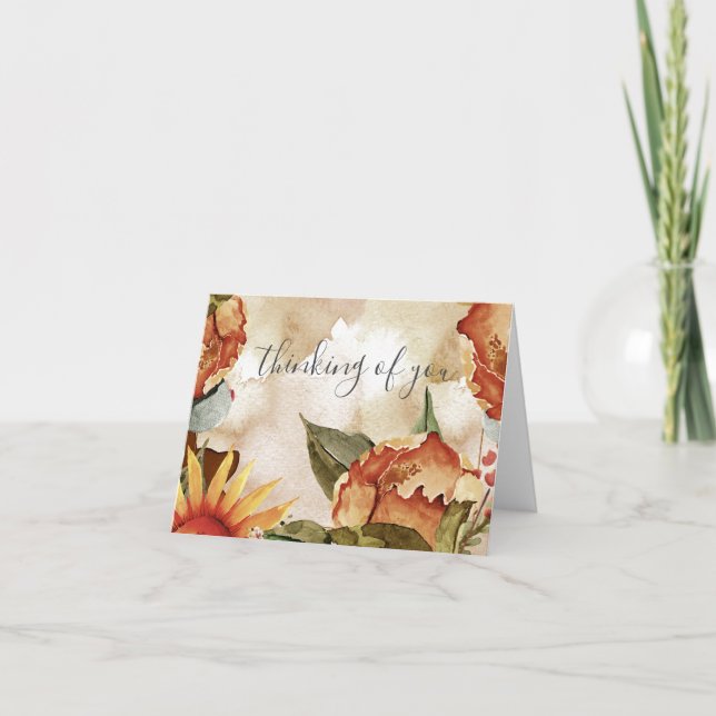 Beautiful Fall Foliage & Flowers,  Thank You Card (Front)