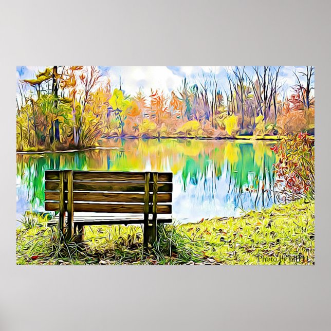 Beautiful Fall Leaves and Lake Reflection Poster (Front)