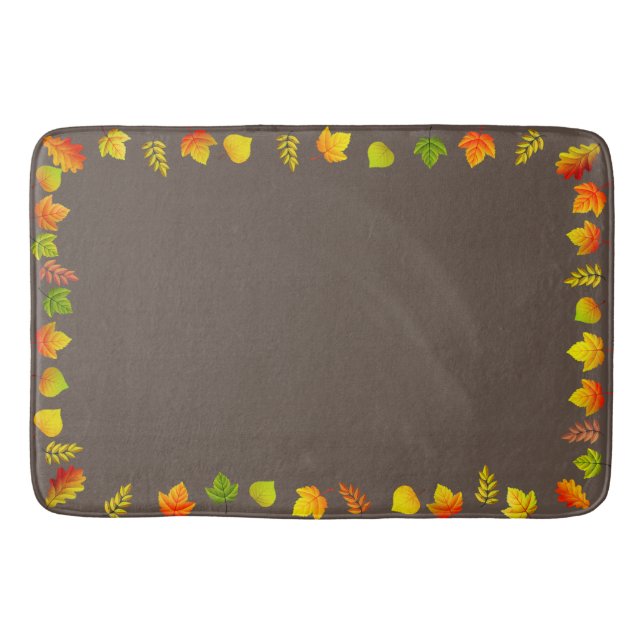 Beautiful Fall Leaves on Brown Bath Mat (Front)