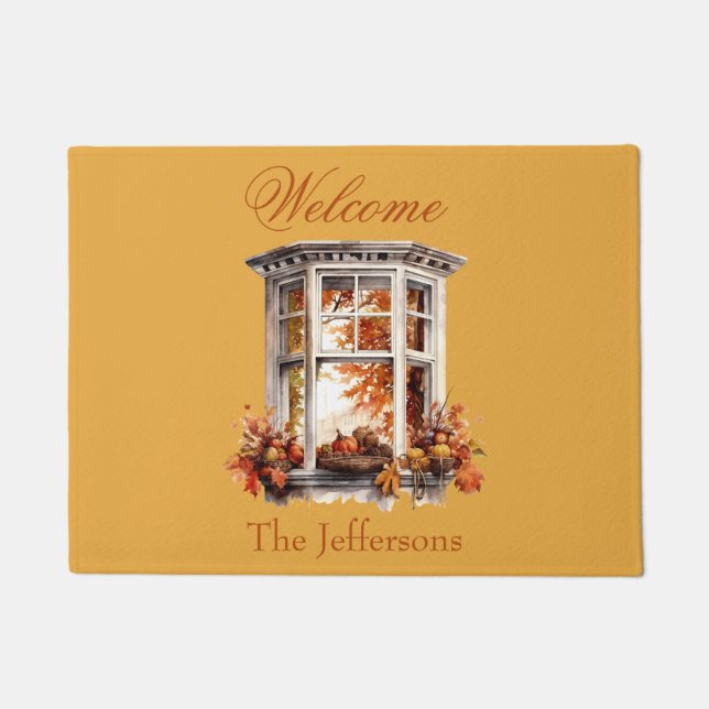 Beautiful Fall Window Welcome Mat (Front)