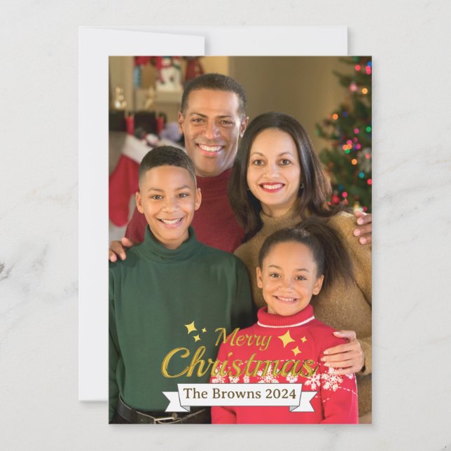 Beautiful Family Photo Merry Christmas Greeting Holiday Card (Front)