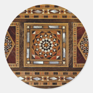Beautiful Famous mother-of-pearl inlay work, Damas Classic Round Sticker