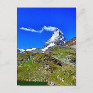 Beautiful famous Swiss Matterhorn with clouds Postcard