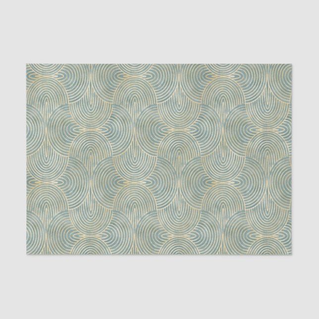 Beautiful ,fan,art deco, pattern,green colors,gre tissue paper (Front)