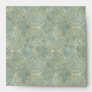 Beautiful ,fan,art deco, pattern,green colours,gre envelope
