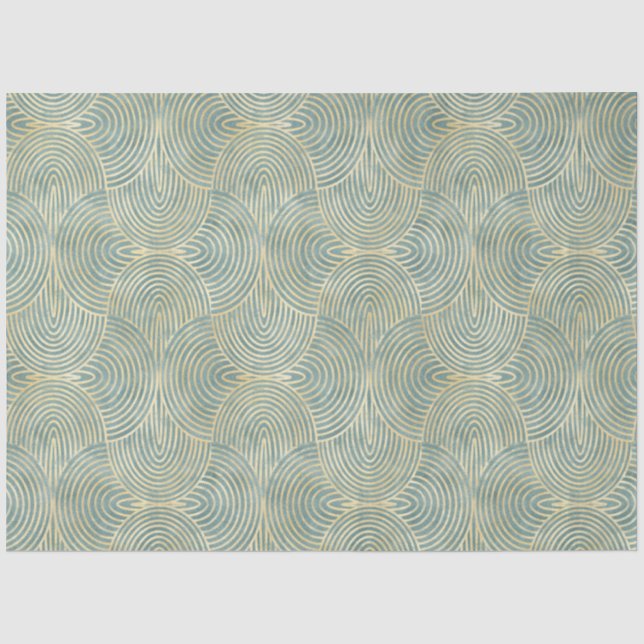 Beautiful ,fan,art deco, pattern,green colours,gre tissue paper (Front)