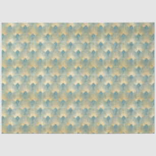 Beautiful fan pattern,teal gold,Art Deco pattern,c Tissue Paper