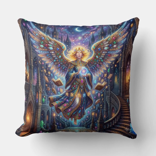 Beautiful Fantasy Angel Starry Night Magic Throw P Pillow (Front)