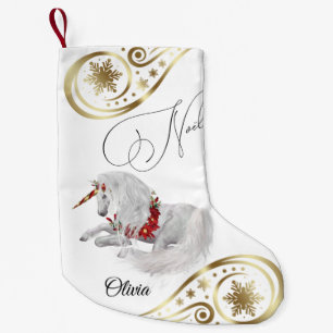 Beautiful Fantasy Christmas Unicorn Small Christmas Stocking