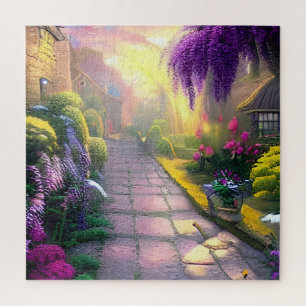 Beautiful Fantasy Cottage Garden Path Jigsaw Puzzle