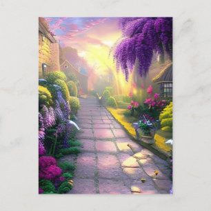 Beautiful Fantasy Cottage Garden Path Postcard