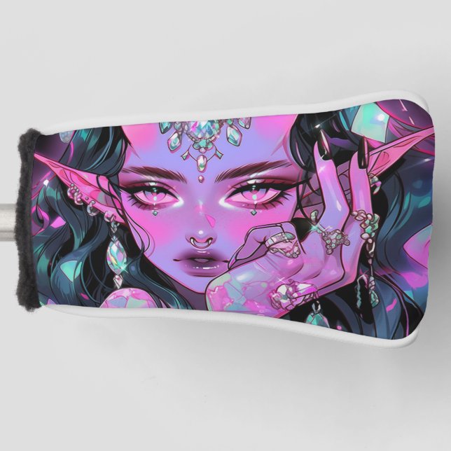 Beautiful Fantasy Demon Elf Anime Girl Golf Head Cover (Front)