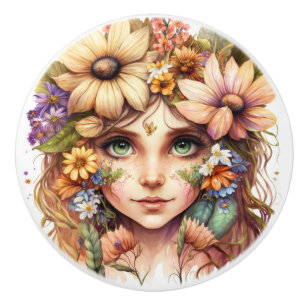 Beautiful Fantasy Floral Fairies Series  Ceramic Knob