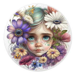 Beautiful Fantasy Flower Fairies Series  Ceramic Knob