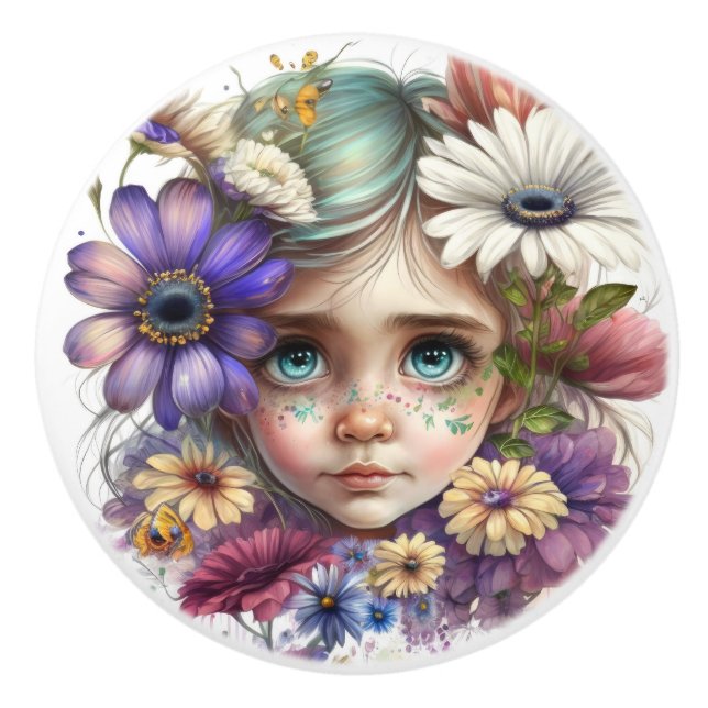 Beautiful Fantasy Flower Fairies Series  Ceramic Knob (Front)