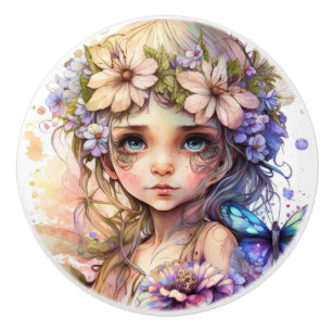Beautiful Fantasy Flower Fairies Series  Ceramic Knob
