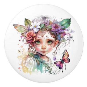 Beautiful Fantasy Flower Fairy Fairies Series Ceramic Knob