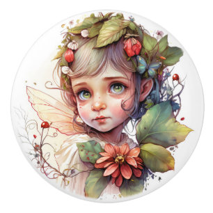 Beautiful Fantasy Flower Fairy Fairies Series  Ceramic Knob