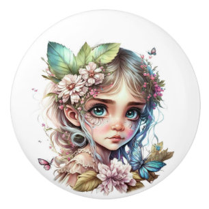 Beautiful Fantasy Flower Fairy Fairies Series  Ceramic Knob
