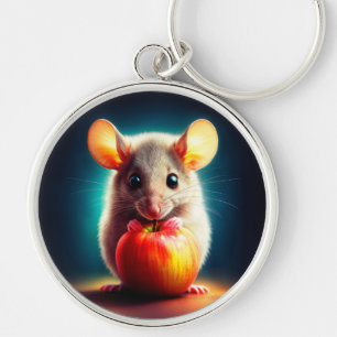 Beautiful fantasy furry animal red apple food keychain