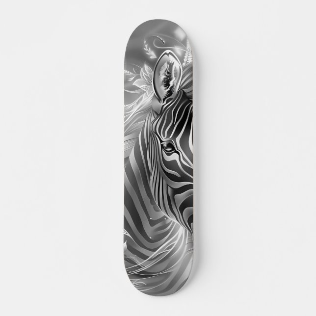 Beautiful Fantasy Grey Scale Zebra Skateboard (Front)