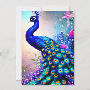 Beautiful Fantasy Peacock  Holiday Card