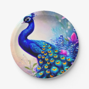 Beautiful Fantasy Peacock  Paper Plate