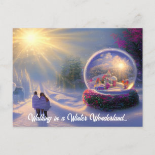 Beautiful Fantasy Snow Globe Holiday Postcard